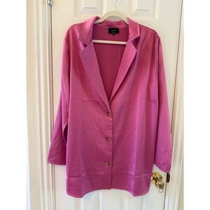 VICI Collection Women's Textured Button Front Blazer Shirt Magenta Pink‎ Size L